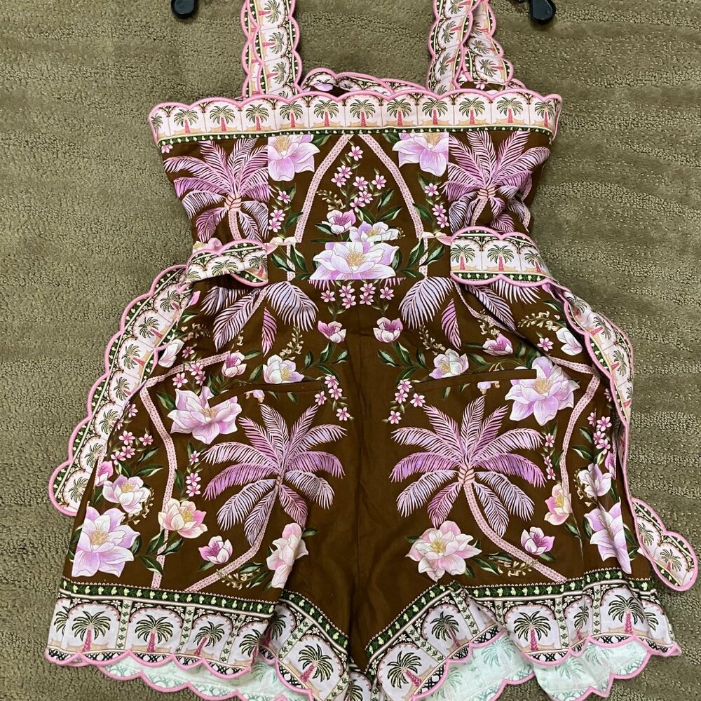 Farm Rio Palm Dream Pleated Romper NWT Size L